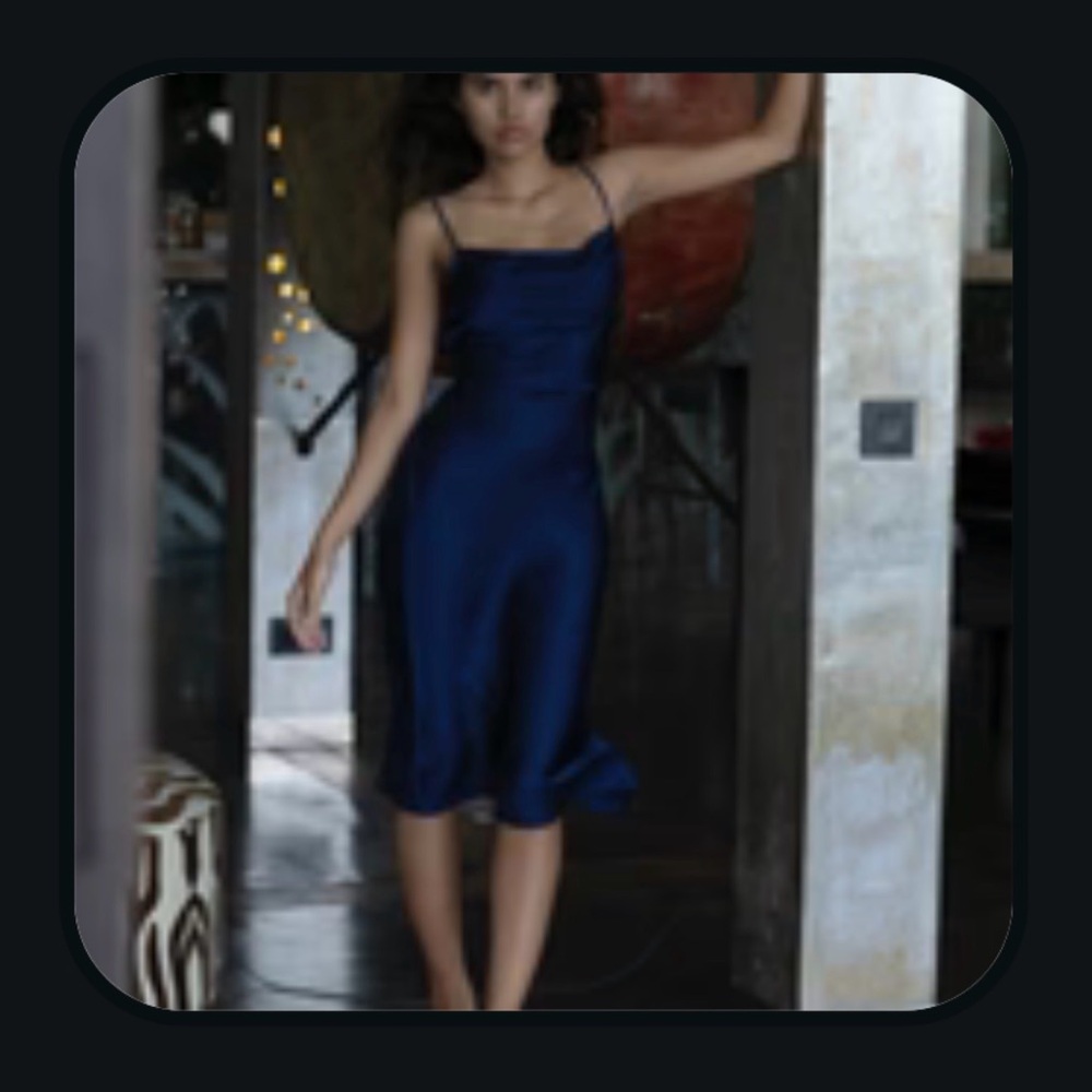 Marbl. Gamine Midi Dress in Navy